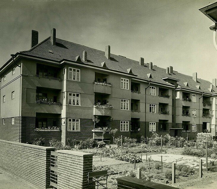 Historisches Foto von Gartenparzellen in der Germaniasiedlung in Höhenberg